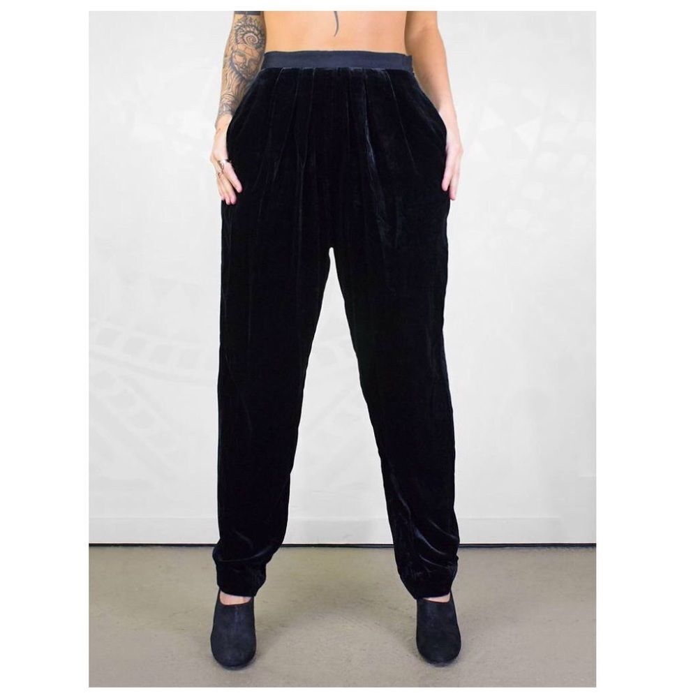 Ulla Johnson Black velvet high waisted trousers 2